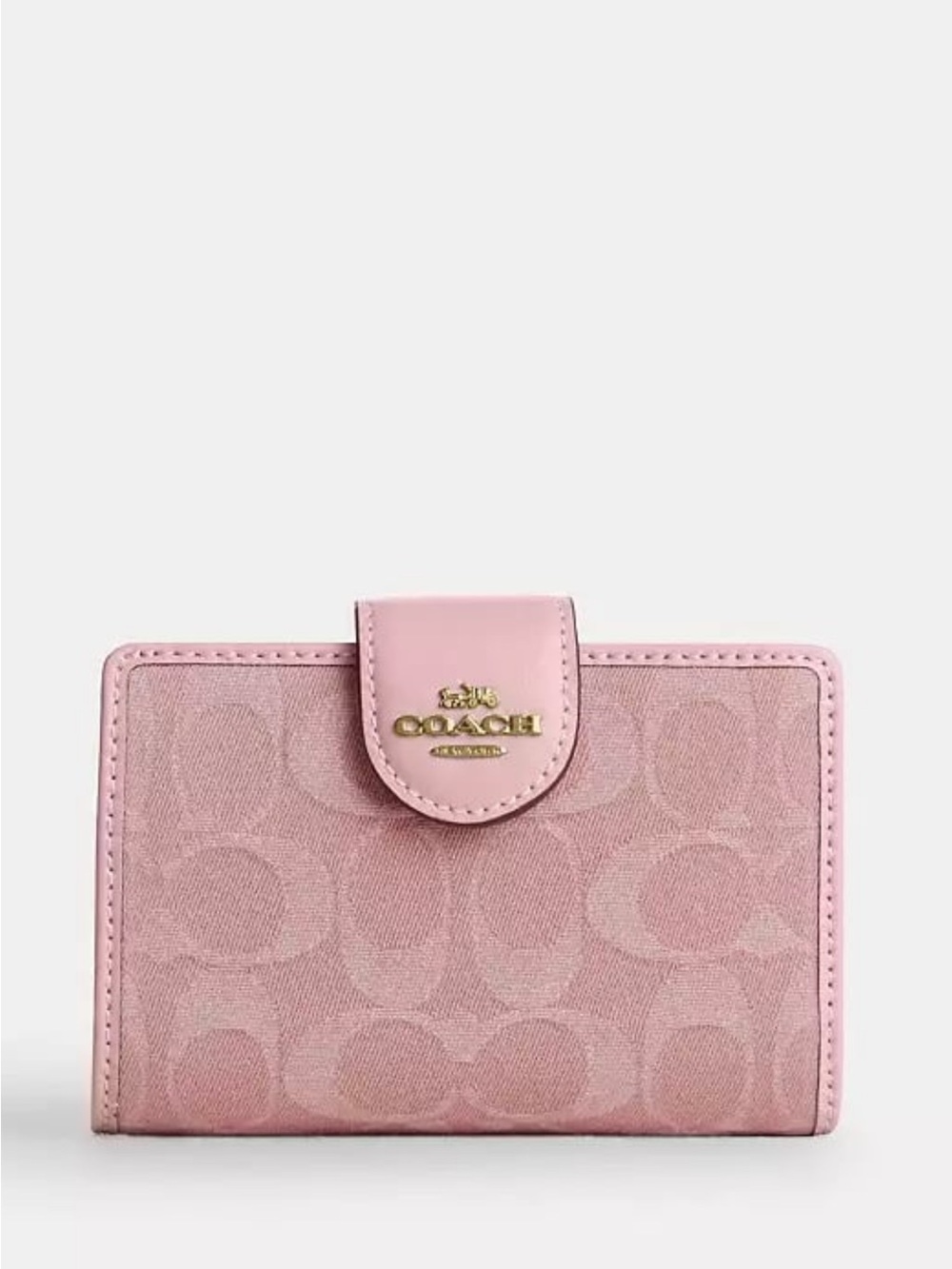 Coach Pink Signature Compact Snap Wallet